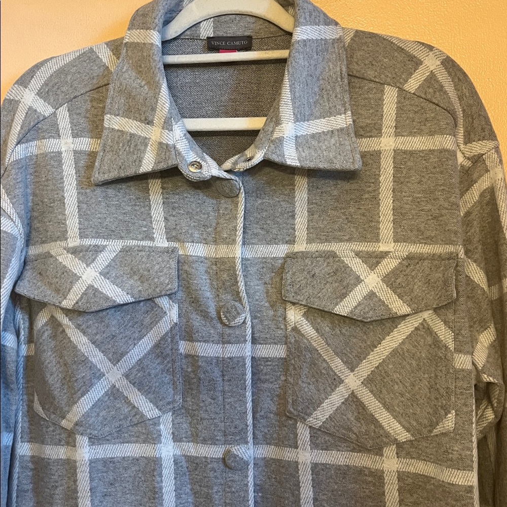 Vince Camuto Gray Textured Knit Long Sweater Jacket - Picture 2 of 9